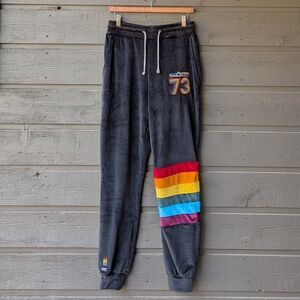 Grassroots Dark Side of the Moon Rainbow Velour Tracksuit Pants Joggers Small